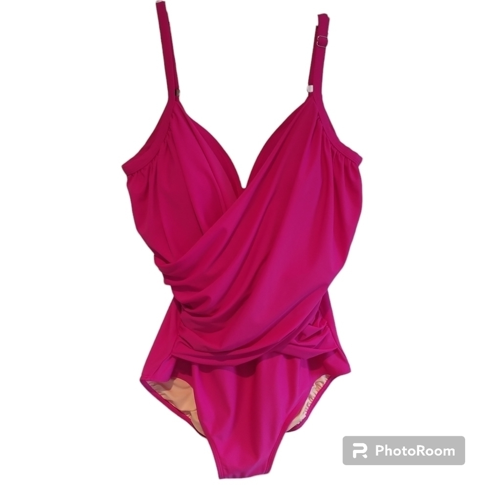 Sea & Sand Pink Ruched Swimsuit One Piece 18W